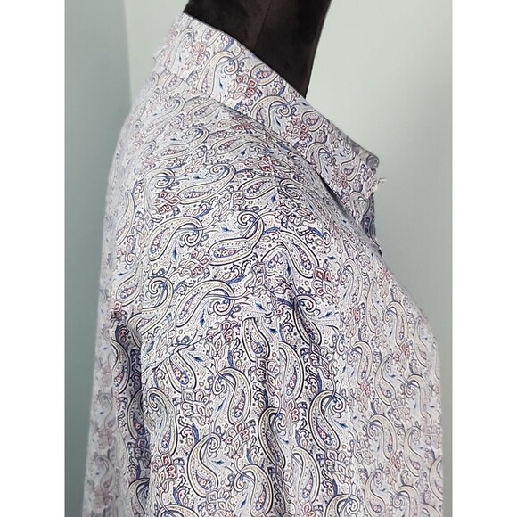 Bugatchi Shaped Fit Long Sleeve Button Down Shirt Comfort Stretch XXL Paisley - Picture 7 of 16